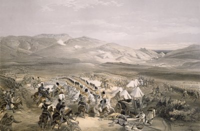 Anklager for Heavy Cavalry Brigade i slaget ved Balaclava 25. oktober 1854, gravert av E. Walker, pub. 1855 av William Crimea Simpson