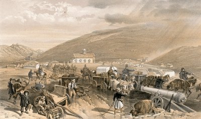 Commissariat Vanskeligheter, veien fra Balaklava til Sebastopol, ved Kadikoi, under vått vær av William Crimea Simpson