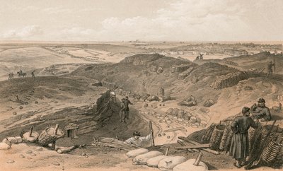 Grøft av Malakoff, Battery Gervais og baksiden av Redan av William Crimea Simpson