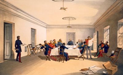 Interiør i Lord Raglans hovedkvarter, tallerken fra "The Seat of War in the East", pub. av Paul und Dominic Colnaghi und Co., 1856 av William Crimea Simpson