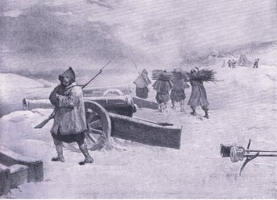 Sentinel of the Zouaves before Sevastopol, illustrasjon fra British Battles on Land and Sea, 1915 av William Crimea Simpson