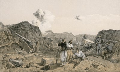 Skisse i det indre av Mamelon Vert, ser sørover av William Crimea Simpson