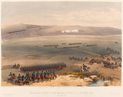 ?The Cavalry Affair of the Heights of Bulganak - The First Gun. 19. september 1854?, 1855 av William Crimea Simpson