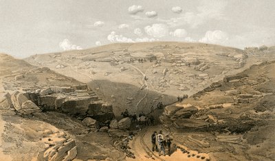 The Valley of the Shadow of Death, huler i Woronzoff Road bak 21 Gun Battery av William Crimea Simpson
