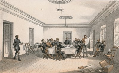 Interiøret i Lord Raglans hovedkvarter, et krigsråd av William Crimea Simpson