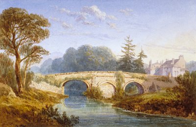 Utsikt over Eltham Bridge nær Eltham Palace, Woolwich, Greenwich, London, c1830 av William Crouch
