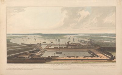 Utsikt over Det ostindiske kompanis dokker av William Daniell