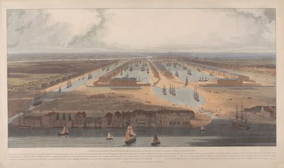 Utsikt over West India Docks av William Daniell