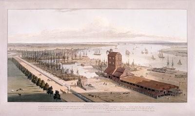 Brunswick Dock og East India Dock, Poplar, London, 1803 av William Daniell