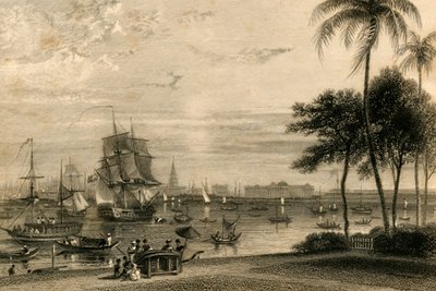 Calcutta, fra Garden house reach, 1835. av William Daniell