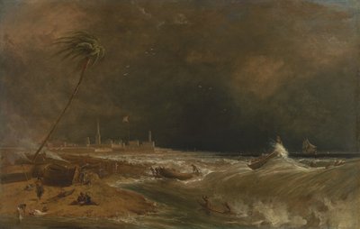 Madras, eller Fort St. George, i Bengalbukta -- A Squall Passing Off [1833, Royal Academy of Arts, London, utstillingskatalog] av William Daniell
