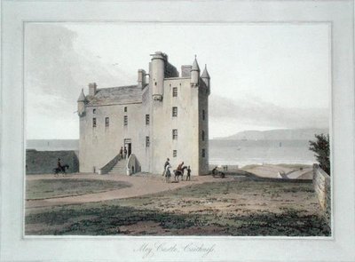 Mey Castle, Caithness (farge litho) av William Daniell