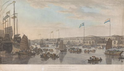 De europeiske handelsstasjonene i Kanton i Kina av William Daniell