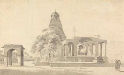 Den store oksen og pagoden ved Tanjore av William Daniell