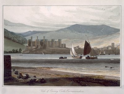 Utsikt over Conway Castle, Caernarvonshire, fra 