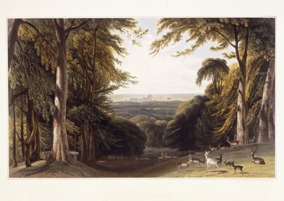 Windsor Castle fra Deer Park, ca. 1827-1829 av William Daniell