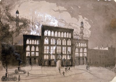 Brann på Alhambra Theatre, Leicester Square, London, 1882 1883 av William Dickes