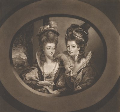 Mrs. Gwyn & Mrs. Bunbury i Characters of The Merry Wives of Windsor, 1780. av William Dickinson