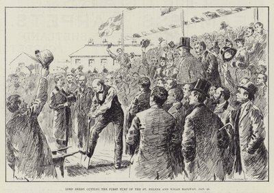Lord Derby klipper den første torven til St Helens og Wigan Railway, 28. januar av William Douglas Almond