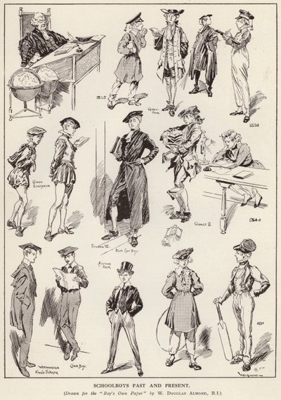 Skolegutter gjennom tidene (litho) av William Douglas Almond