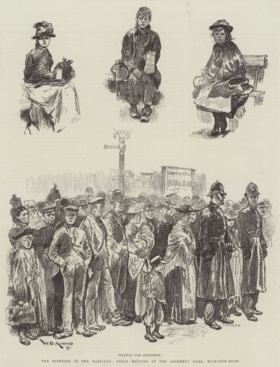 Nøden i East-End, flott møte i forsamlingshuset, Mile-End-Road av William Douglas Almond