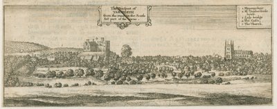 Tamworth - Panorama: gravering, og [1600-tallet] av William Dugdale