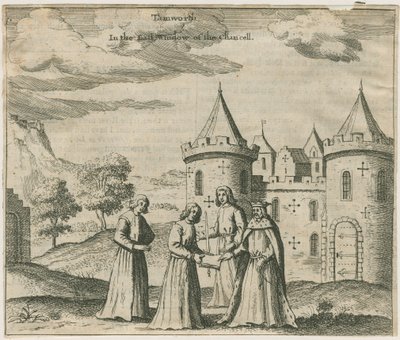 Tamworth Castle - Vindusglass: gravering og [?1600-tallet] (trykk) av William Dugdale