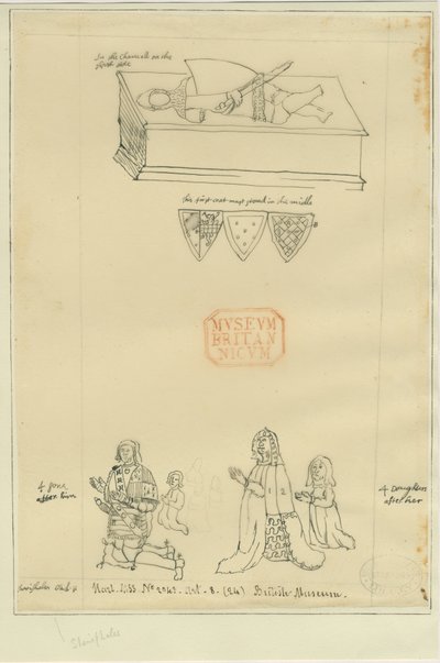 Tamworth Church - Tomb: sporing i blekk, og [?1600-tallet] (tegning) av William Dugdale