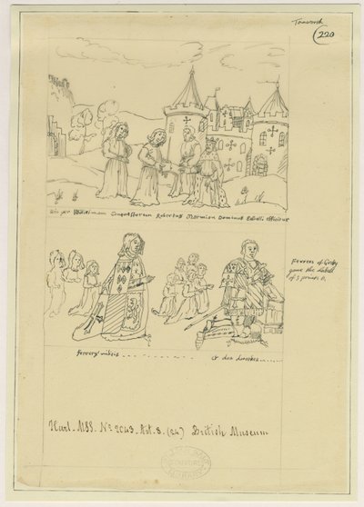 Tamworth Church - Vindusglass: sporing i blekk, og [? 1600-tallet] (tegning) av William Dugdale