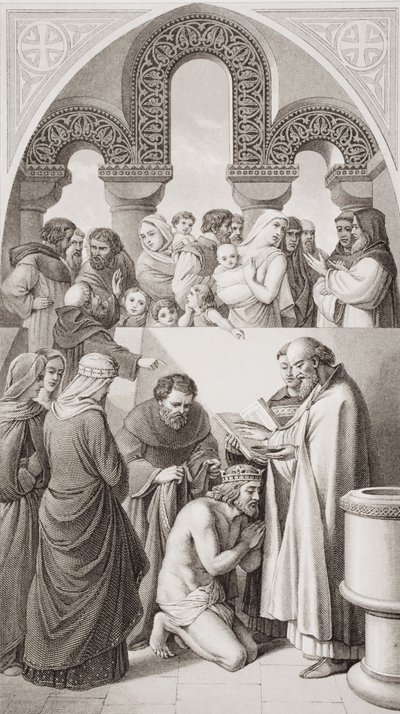 Dåpen til kong Ethelbert (ca. 552-616) av Kent av St. Augustine på Canterbury i 597, fra 