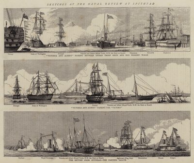 Skisser ved Naval Review på Spithead (gravering) av William Edward Atkins