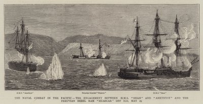 Sjøkampen i Stillehavet, forlovelsen mellom HMS Shah og Amethyst og den peruanske opprøreren Ram Huascar utenfor Ilo, 29. mai av William Edward Atkins