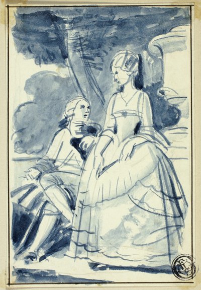 Mann og kvinne i kjole fra 1700-tallet av William Edward Frost