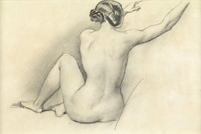 Sittende naken (blyant på papir) av William Edward Frost
