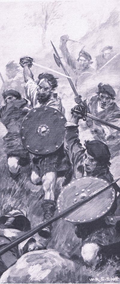 The Highlanders at the Battle of Killiecrankie, illustrasjon fra British Battles on Land and Sea, 1915 av William Edward Stott