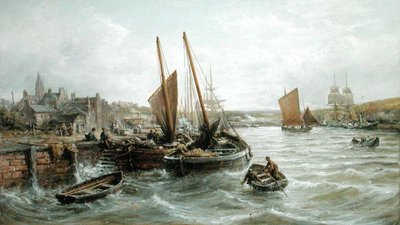 Fiskebåter i Peel Harbour, Isle of Man av William Edward Webb