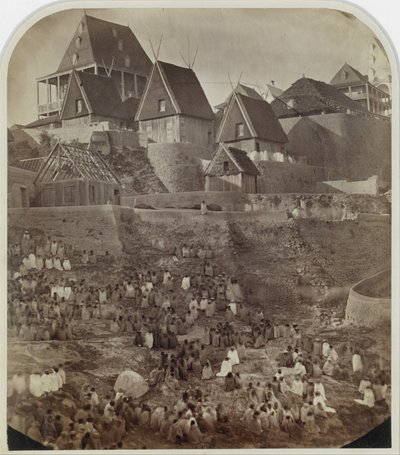 Utsikt over Antsahatsiroa, Madagaskar, 1862-65. av William Ellis