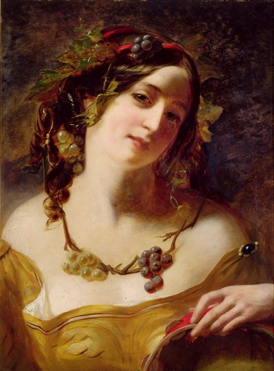 En bacchante (olje på mølleplate) av William Etty