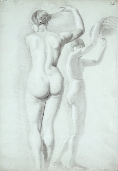 Figurstudier (blyant på papir) av William Etty