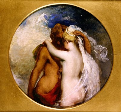 Nymfe og Satyr (olje på panel) (se også 352441) av William Etty