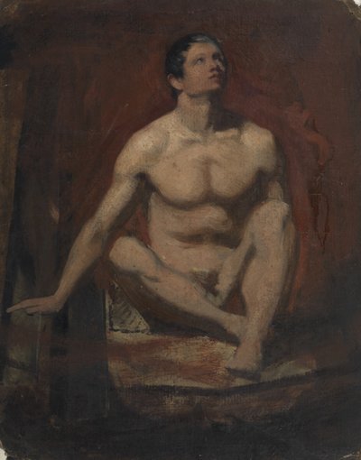 Sittende mann naken, sett forfra av William Etty