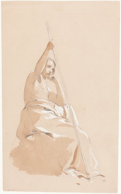 Sittende ung mann med stav av William Etty