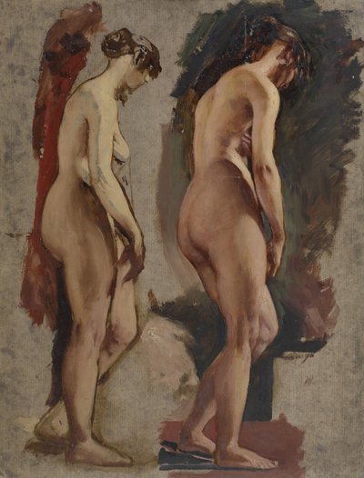 To stående kvinnelige nakenbilder i full lengde, vendt mot høyre, 1815-45 av William Etty
