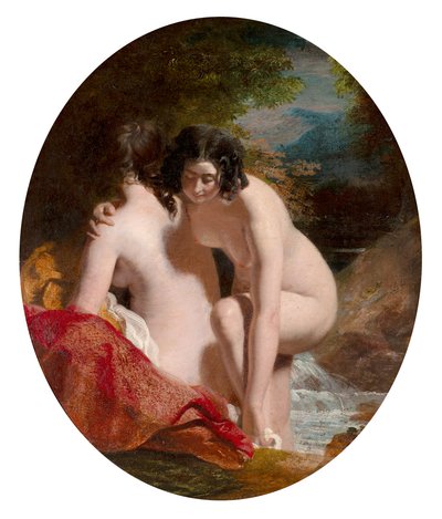 Kvinner som bader (olje på panel) av William Etty