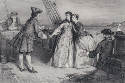 Illustrasjon for The Pirate av Sir Walter Scott (gravering) av William Ewart Lockhart