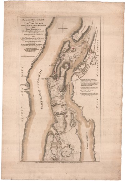 Et topografisk kart over den nordlige delen av New York Island av Sauthier av William Faden
