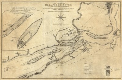 Løpet av Delaware River fra Philadelphia til Chester av William Faden