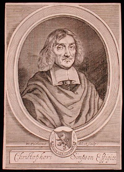 Portrett av Christopher Simpson (ca. 1605-69) (gravering) av William Faithorne