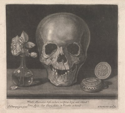 Hva er menneskelig liv, hvor ingenting kan tåle lenge? Tiden flyr, vår ære forsvinner, og døden er for hånden. av William Faithorne