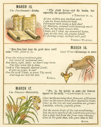 Side fra Bibelens emblemjubileumsbok (fargelitografi) av William Foster